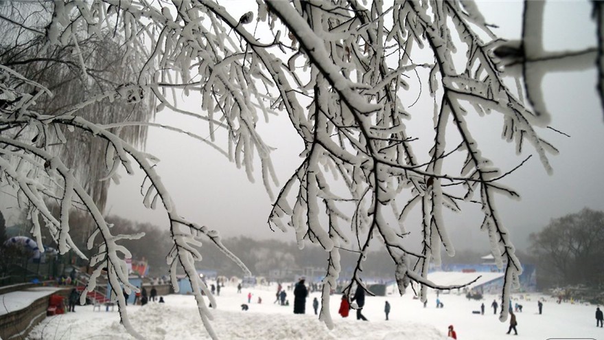 Beijing : le parc Longtan sous un manteau blanc