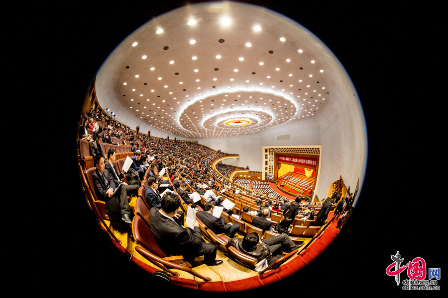 Beijing : le Grand Palais du peuple photographié par un objectif fisheye
