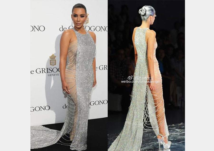 Kim Kardashian en Lanyu Haute Couture au Festival de Cannes 2016. [Photo/weibo.com]