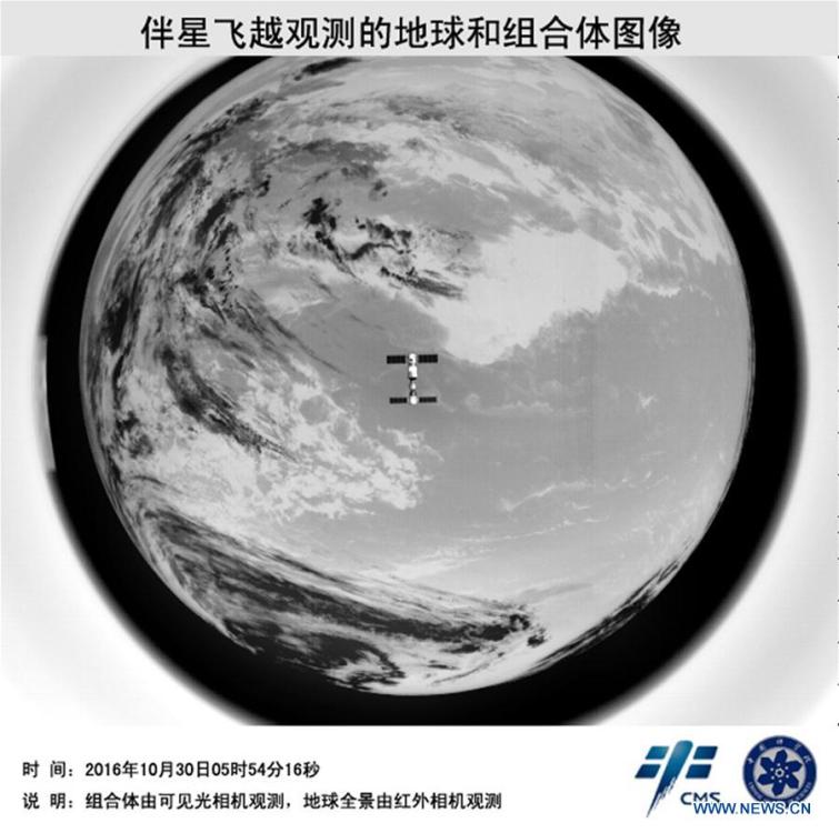 Photos de Tiangong-2 et Shenzhou-11 prises par un satellite d&apos;accompagnement