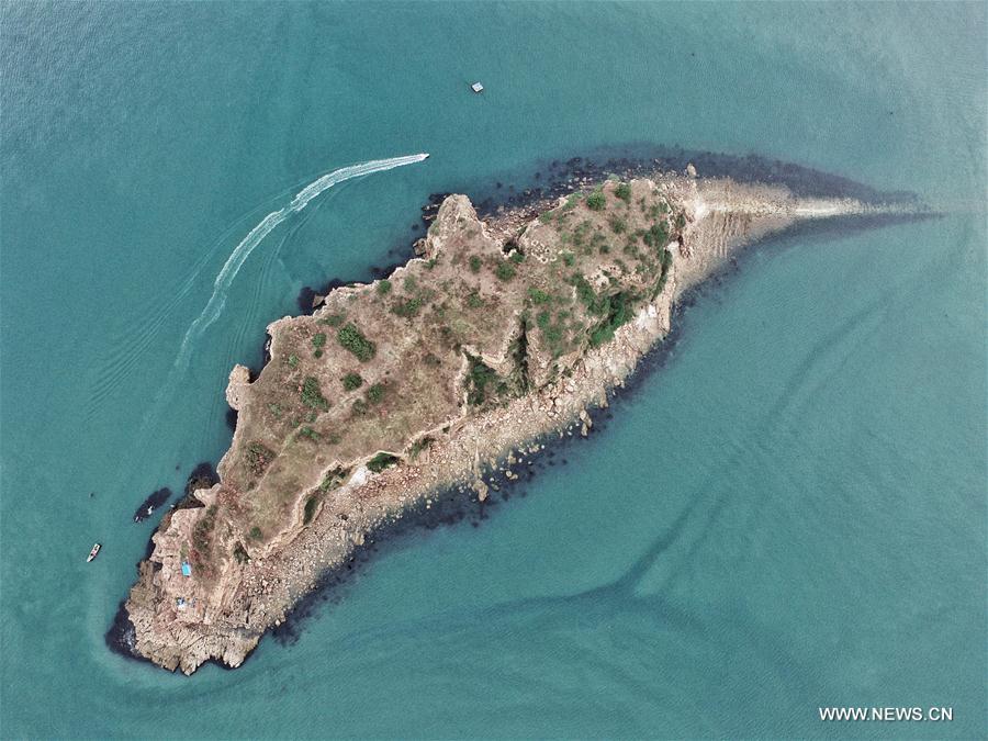 Photo aérienne prise le 12 juin 2017, montrant l&apos;île Bangchui, à Dalian.