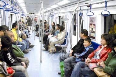 U-Bahn,Zug,Beijing,Olympischen Spiele ,beijing,Passagiere 3