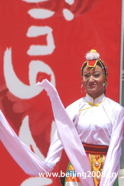 Qinghai-See,Fackellauf ,Peking,2008,,Feuer 9