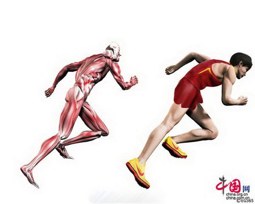 Liu Xiang,Karikatur,110-Meter,Hürdensprinter,Robles,Cuba,Kampfbekleidung,Fu?verletzung,Peking,2008