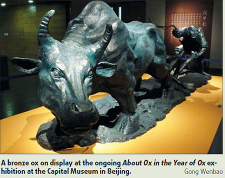 1 Der Ochse ist seit jeher ein bedeutendes Motiv in der traditionellen chinesischen Kunst. Zum Jahr des Ochsen kann das Tier zurzeit auch auf vielen modernen Werken bewundert werden.