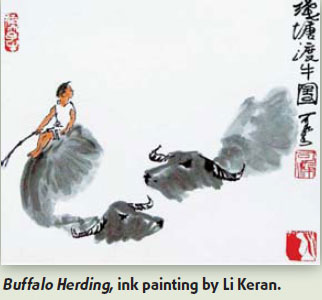 2 Der Ochse ist seit jeher ein bedeutendes Motiv in der traditionellen chinesischen Kunst. Zum Jahr des Ochsen kann das Tier zurzeit auch auf vielen modernen Werken bewundert werden.