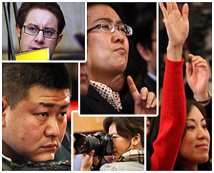 Mimik der Journalisten auf den Tagungen 2009