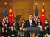 Shanghai: Der US-Präsident Barack Obama ist derzeit in China auf Besuch. Er sagt, dass die USA China nicht verurteilen wollten und dass ein starkes China keine Bedrohung sei.