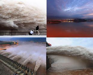 Der Drei-Schluchten-Staudamm am Yangste-Fluss in Zentralchina wird wegen der anhaltenden Regenfällen von Hochwasser bedroht. Oberhalb vom Damm erreichte der Pegelhöchststand am Dienstagvormittag70.000 Kumbikmeter wasser pro Sekunde.