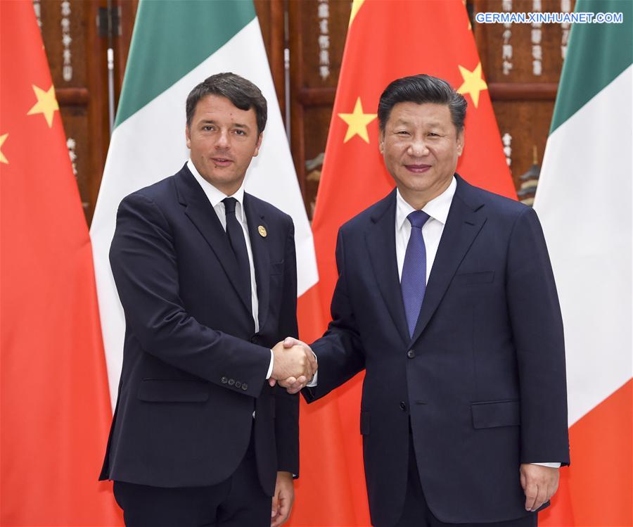 (G20 SUMMIT)CHINA-HANGZHOU-XI JINPING-ITALIAN PM-MEETING (CN)