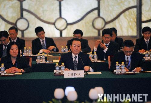 这是中国代表团团长武大伟（前中）在会上。 新华社记者王建华摄