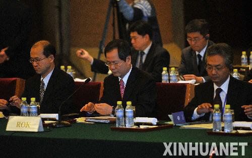 这是韩国代表团团长千英宇（前中）在会上。 新华社记者王建华摄