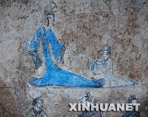 汉代彩色壁画（1月17日摄）。新华社记者 徐速绘摄