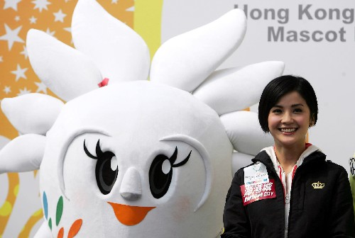 蔡卓妍さんと第5回東アジア競技大会のマスコット