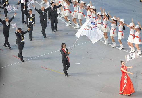 8月8日，第29届夏季奥林匹克运动会在北京国家体育场隆重开幕。这是中华台北代表团入场。   新华社记者郭大岳摄