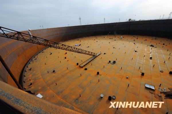 中国最大の原油貯蔵庫の建設が順調に進む