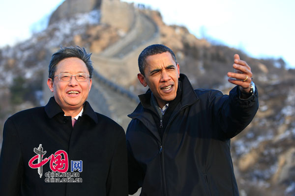 11月18日，美國總統(tǒng)奧巴馬在北京游覽八達嶺長城