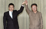 2007年10月4日、韓国の盧武鉉（ノ・ムヒョン）大統領と金正日氏