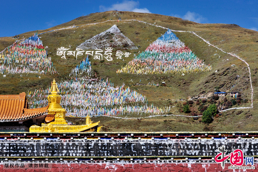塔公寺山坡上的经幡。中国网图片库 何东平摄