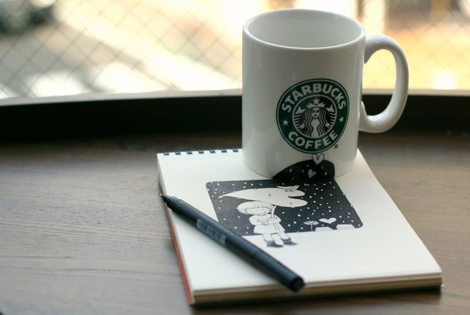 温情涂鸦 日本插画师的的咖啡杯奇想