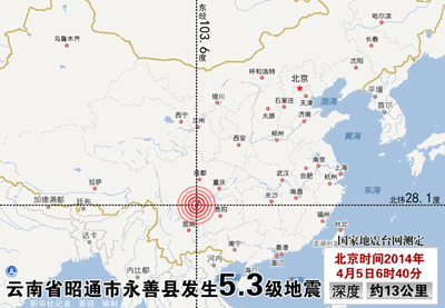 雲南省永善県、地震で6人が怪我