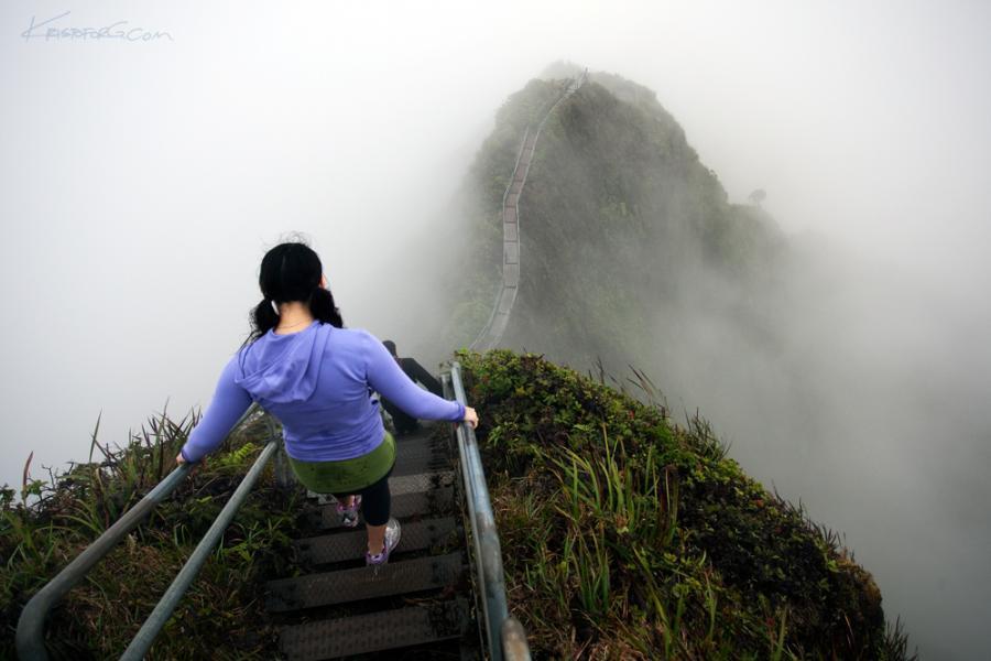 夏威夷欧胡岛有一段被誉为天国的阶梯（Stairway to Heaven）的登山路径，神秘陡峭，甚至于找到其入口都是一种挑战，虽然被官方禁 止通行，但是登高望远的五星级的绝美风光，还是让热爱秘境的旅游达人和徒步小径爱好者们按耐不住对其无限的向往，继续“违规”窥探，征服。