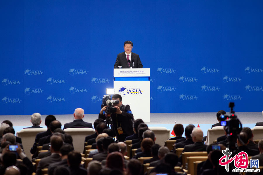3月28日，博鳌亚洲论坛2015年年会论坛开幕式，国家主席习近平做主旨演讲。中国网 杨佳摄影