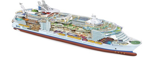 世界最大のクルーズ船が初就航へ、10階建てのスライダー