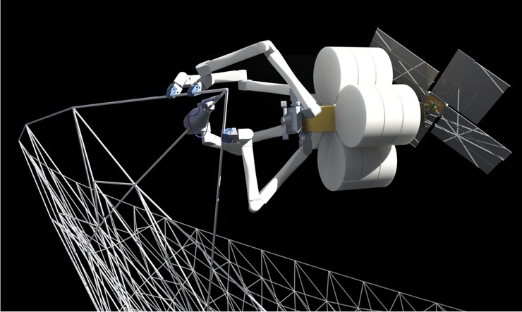 　若能在轨道上直接建造飞船构件，通过火箭升空的就只需蜘蛛机器人以及原始建材，即通过较小、较便宜的运载火箭实现紧凑的运输，进而在太空中直接打造出比原来大数十倍至数百倍的太阳能电池板或天线，从而让各种太空任务实现更高的功率、带宽、分辨率和灵敏度。