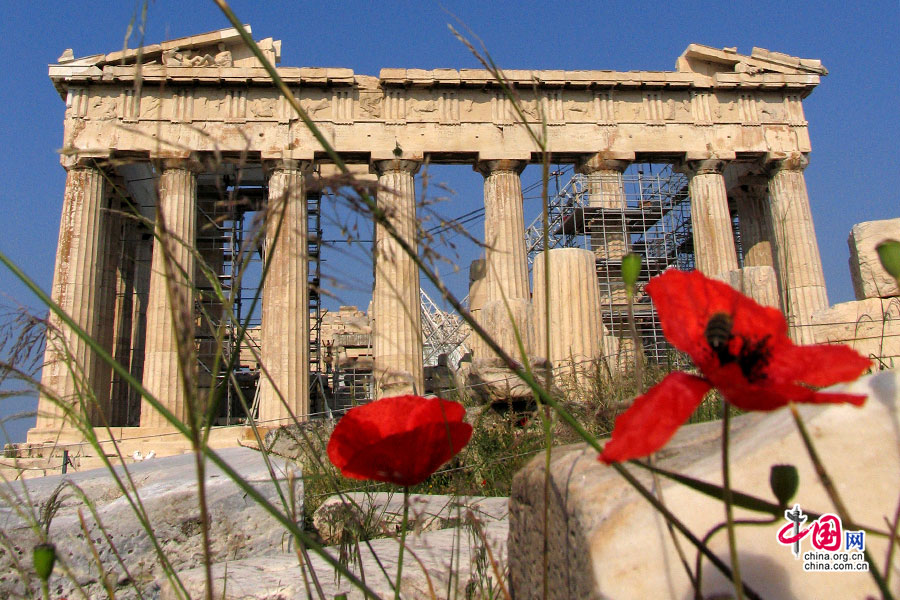 ギリシャの色　アテナイのアクロポリスのパルテノン神殿