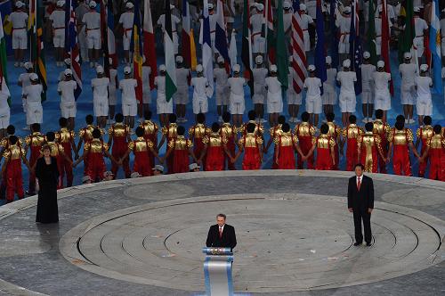 Выступление Ж. Рогге на церемонии закрытия Пекинской Олимпиады2