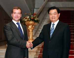 Председатель КНР Ху Цзиньтао провел встречу с президентом России