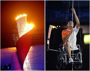 Китайский спортсмен Хоу Бинь зажег главный огонь Пекинских Паралимпийских игр