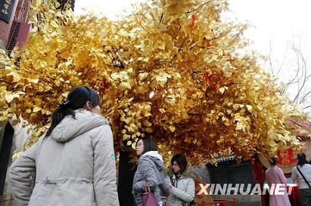 «Золотое дерево» в Музее национальных обычаев в городе Циндао встречает Новый год
