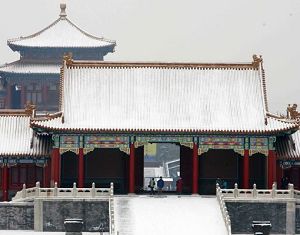 Запретный дворец Цзыцзиньчэн после снегопада