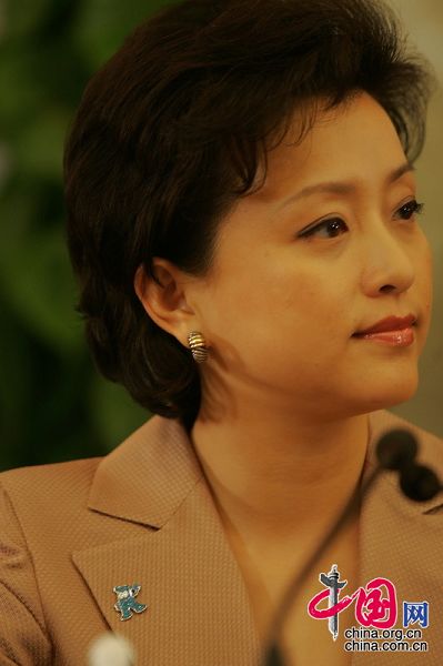 Ян Лань - элегантная женщина-член ВК НПКСК на пресс-конференции