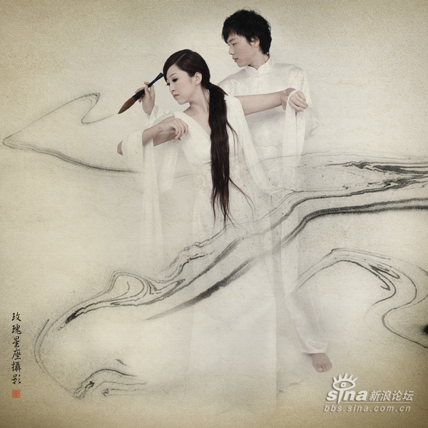 Оригинальные свадебные фотографии с элементами традиционной китайской живописи «Гохуа»1