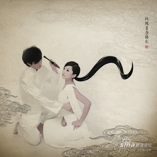 Оригинальные свадебные фотографии с элементами традиционной китайской живописи «Гохуа»6