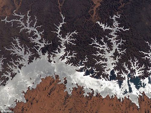 Снимок озера Нассер Египта, сделанный с Международной космической станции в 2005 году.