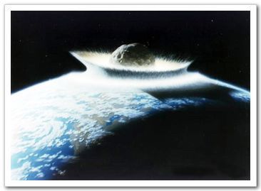 Мгновение падения метеорита на Землю