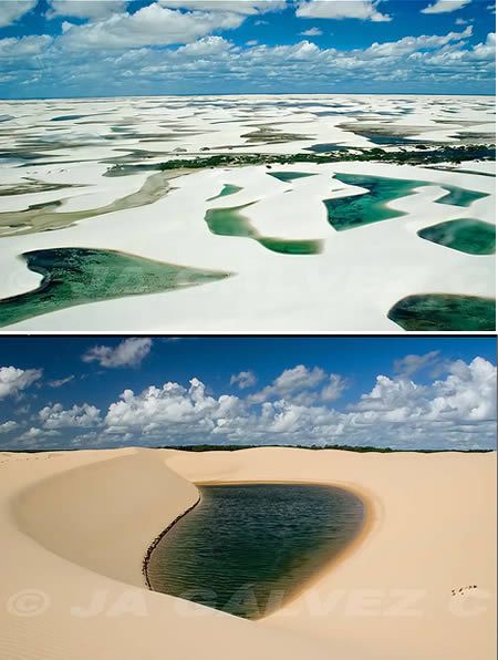 Пустыня Ленсойс Мараньенсес в Бразилии – песчаные дюны с соляными озерами
