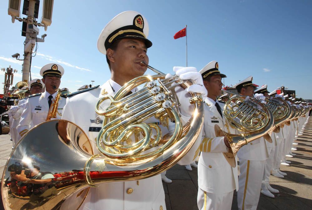 Военный оркестр в военном параде