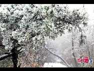 Красивые пейзажи в горах Лушань после снегопада