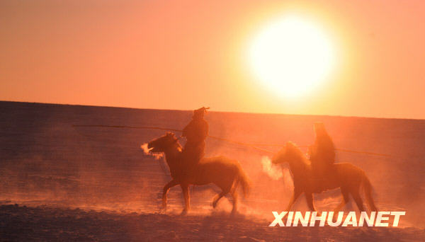 Большой табун лошадей во Внутренней Монголии КНР