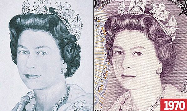 Внешность королевы Великобритании изменяется на фунтах