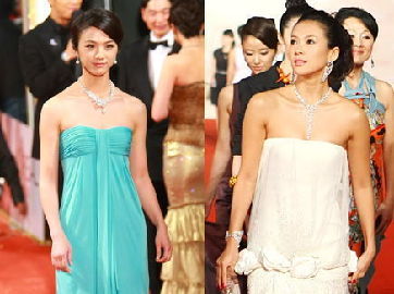 Сравнение модных нарядов красавиц-звезд Тан Вэй и Чжан Цзыи2