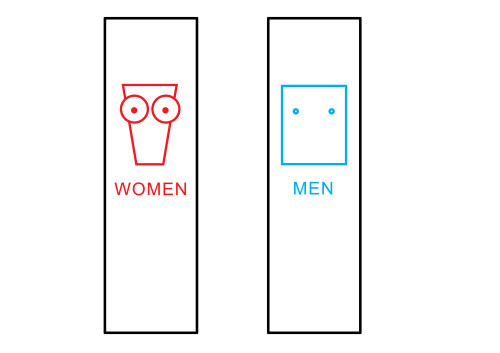 Коллекция забавных обозначений женского и мужского туалетов 