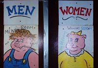 Коллекция забавных обозначений женского и мужского туалетов