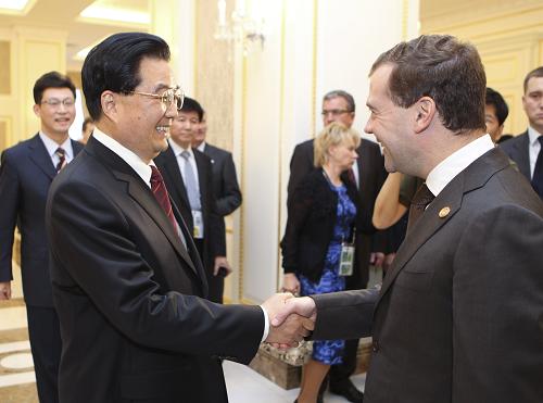 Ху Цзиньтао встретился с президентом РФ Д. Медведевым