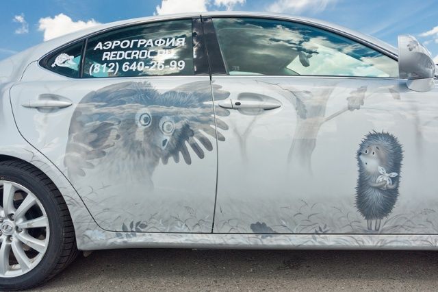 Красивые аэрографические рисунки на автомобилях